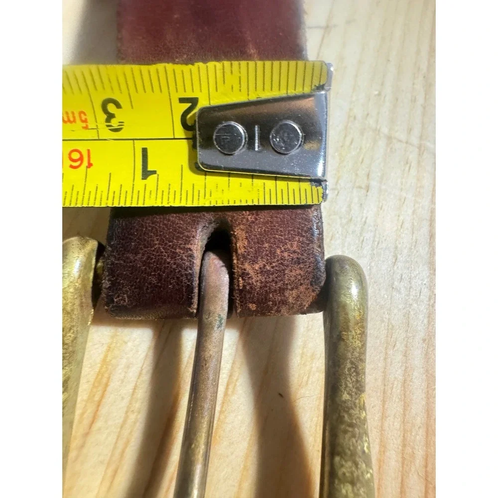 Vintage Dark Brown Braided Leather Belt Brass Buckle Boho Western Rustic LG